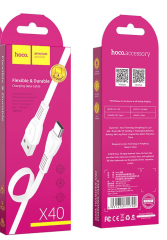 Usb Кабель-зарядка Type-C Hoco X40 Noah 3A 1м плоский силиконовый белый