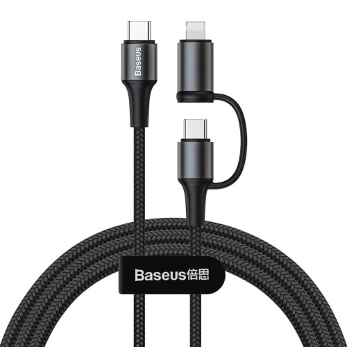 Кабель-зарядка Type-C на Type-C + Lightning Baseus Twins 2in1 1м (CATLYW-01) черный