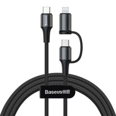 Кабель-зарядка Type-C на Type-C + Lightning Baseus Twins 2in1 1м (CATLYW-01) черный