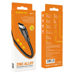 Usb Кабель-зарядка Type-C Borofone BX45 Zinc Alloy 3A 1м чёрный