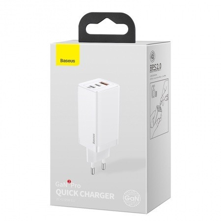 Сетевое зар. устр. Baseus GaN2 Pro Quick Charger 1USB+2C 65W (CCGAN2P-B02) белое