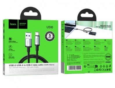 Usb Кабель-зарядка Type-C Hoco US10 3A/5Gbps 0.5м черный