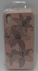 Накладка для i-Phone XS Max Silicone icase с рисунками, пудро