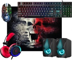 Проводной комплект клавиатура+мышь+наушники+колонки Defender TOR MKP-127 черный