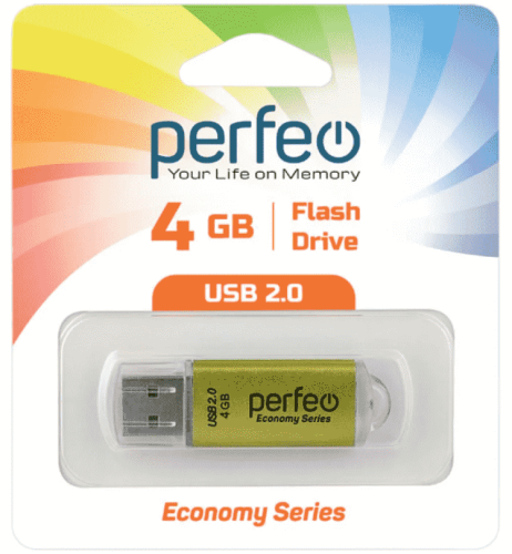 USB флеш накопитель Perfeo 4GB E01 Gold economy series