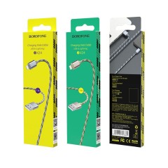 Usb Кабель-зарядка Type-C Borofone BX24 Ring current 2.4A 1м в тканевой оплётке серый