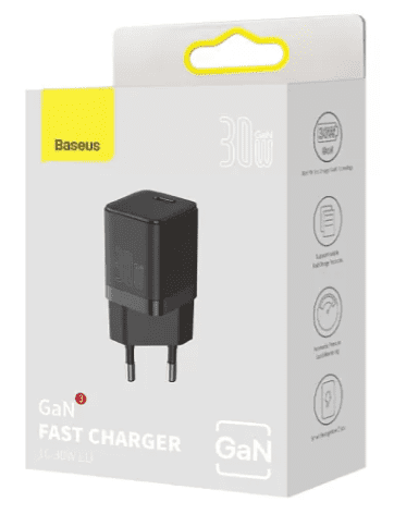 Сетевое зар. устр. Baseus GaN3 Fast Charger 1USB-C 30W (CCGN010101) черное