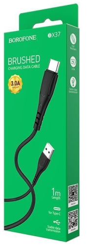 Usb Кабель-зарядка Type-C Borofone BX37 Wieldy 3A 1м в оплётке PVC чёрный