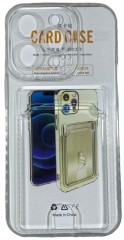 Чехол-накладка силикон с карманом под карту i-Phone 14 Pro 6.1" прозрачная