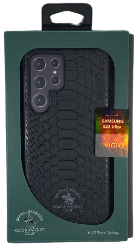 Накладка для Samsung Galaxy S23 Ultra Santa Barbara под кожу чёрная