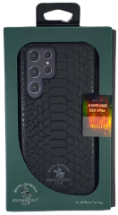 Накладка для Samsung Galaxy S23 Ultra Santa Barbara под кожу чёрная