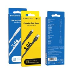 Usb Кабель-зарядка Type-C Borofone BX23 Wide power 3A 1м плоский силиконовый чёрный