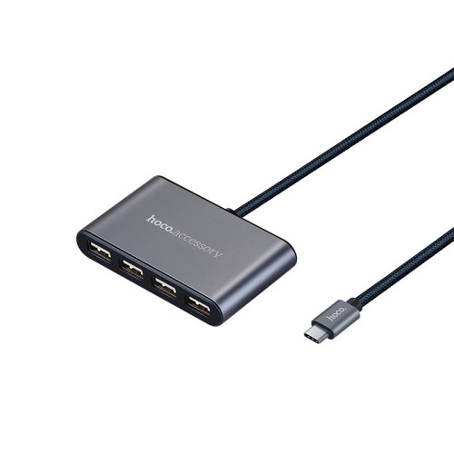 OTG TYPE-C на 4USB HUB2.0 Hoco HB3 серый