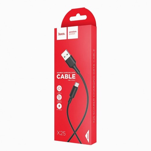 Usb Кабель-зарядка Type-C Borofone BX25 Powerful 3A 1м в тканевой оплётке чёрный