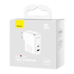 Сетевое зар. устр. Baseus GaN5Pro Fast Charger 1USB 1C 100W (CCGP090202) белое