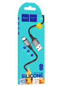 Usb Кабель-зарядка Type-C Hoco X86 3A 1м мягкий силиконовый черный