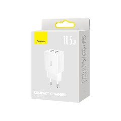 Сетевое зар. устр. Baseus Compact 10.5W 2USB CCXJ010202 белое