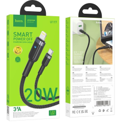 Usb Кабель-зарядка Type-C на Lighting Hoco U117 3A 1.2м черный