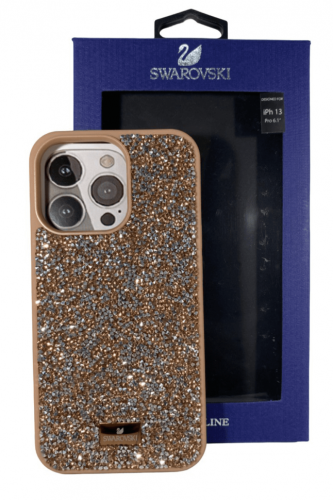 Накладка для i-Phone 13 Pro 6.1" Swarovski золотой